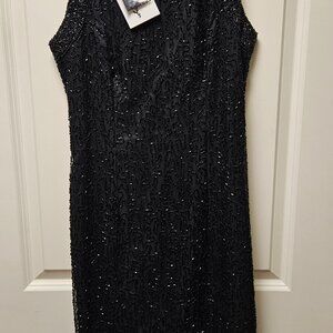 Vintage~~Laurence Kazar~~Hand Beaded~~Little Black Dress~~100% Silk~~Size S~NWT!